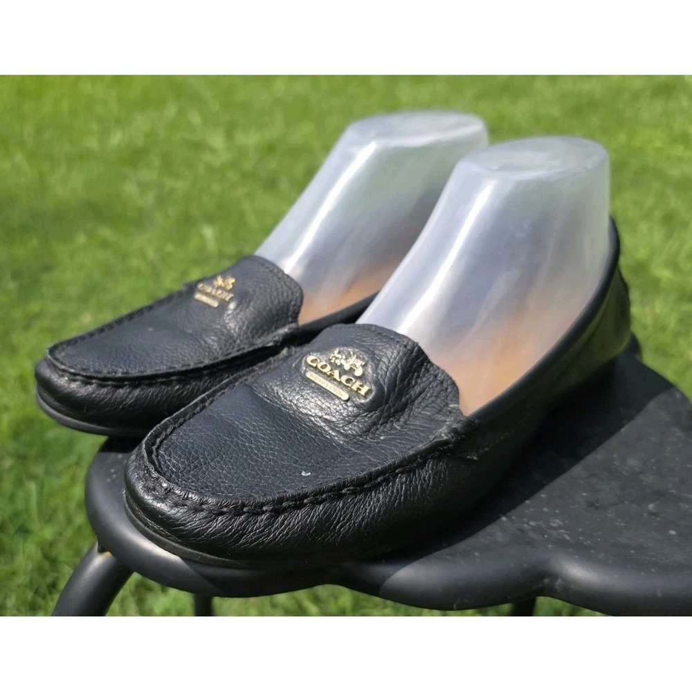 COACH Marley Driver Slip-On Loafers (Women's 8B, Black Pebbled Leather)